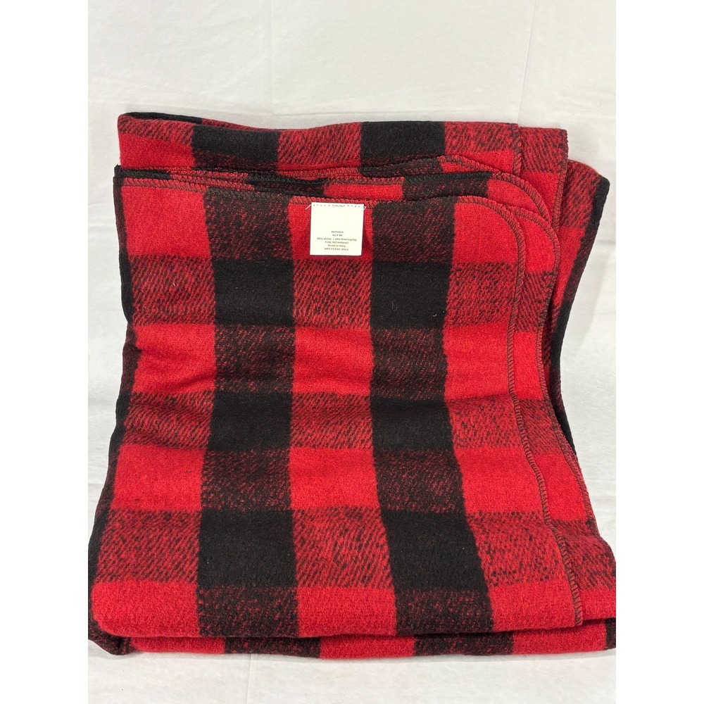Rothco Wool Blanket Red Black Plaid Fire Retardant Camping Gear 1146 62x80 NWT